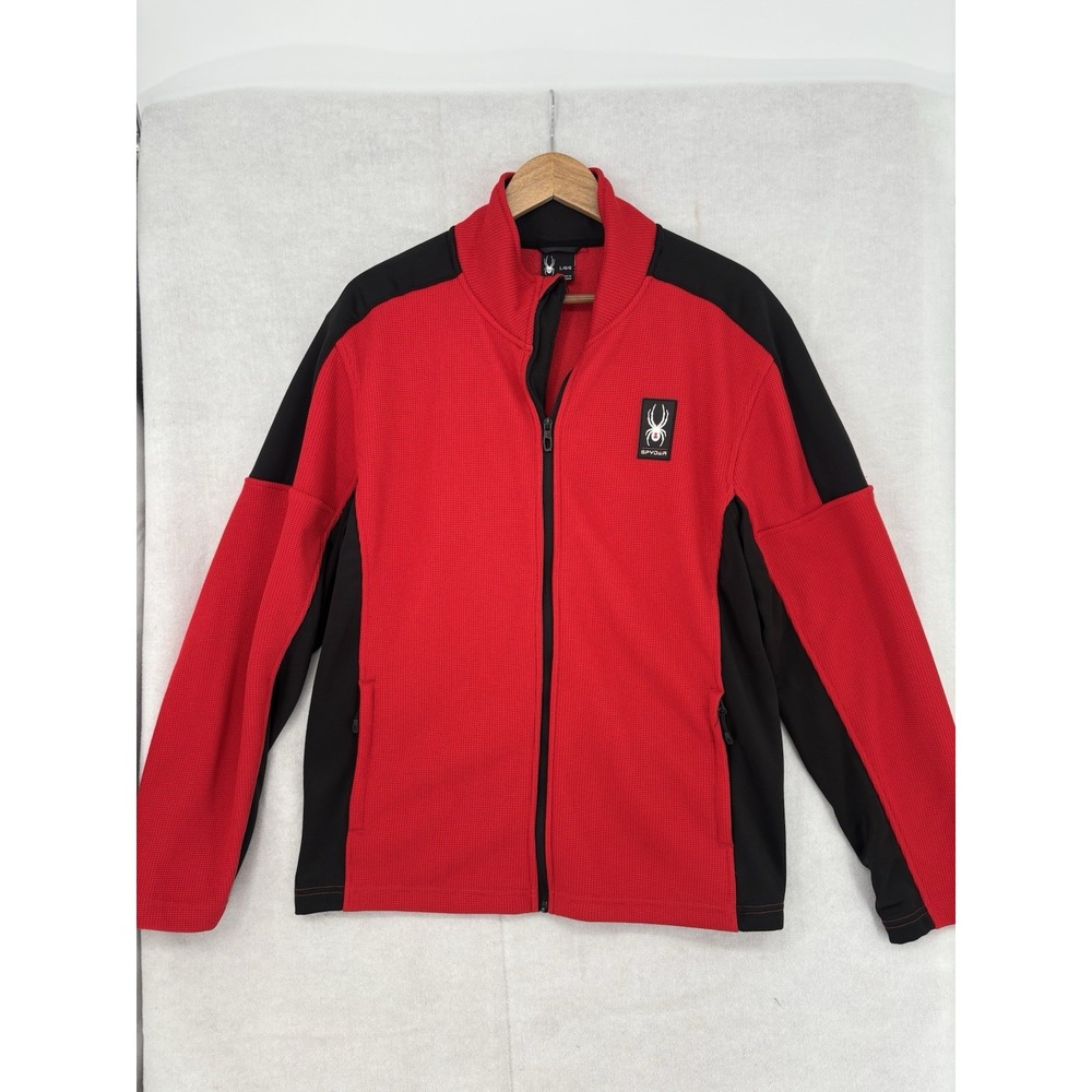 Spyder Core Sweater Mens Sz L  Full Zip Red Black Fleece Lined Logo Ski Jacket